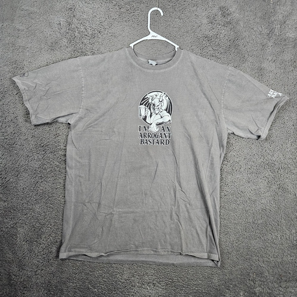 Crazy Shirts Arrogant Bastard Ale Shirt Mens XXL Gray Crater‎ Dyed Stone Brewing